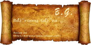 Bársony Géza névjegykártya